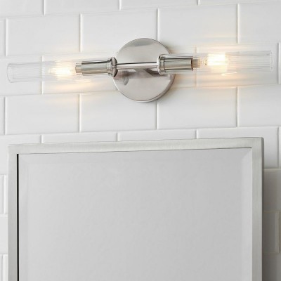 Alice Farmhouse Transparent Ribbed Glass Double Tube Sconce Alice Farmhouse Transparent Ribbed Glass Double Tube Sconce