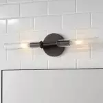 Alice Farmhouse Transparent Ribbed Glass Double Tube Sconce