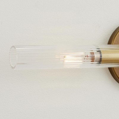 Alice Farmhouse Transparent Ribbed Glass Double Tube Sconce Alice Farmhouse Transparent Ribbed Glass Double Tube Sconce
