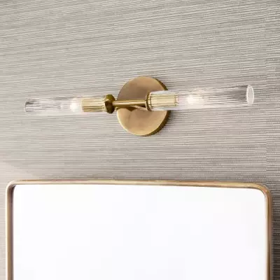 Alice Farmhouse Transparent Ribbed Glass Double Tube Sconce Alice Farmhouse Transparent Ribbed Glass Double Tube Sconce
