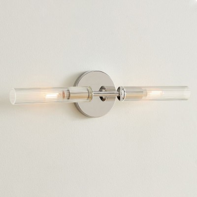 Alice Farmhouse Transparent Ribbed Glass Double Tube Sconce