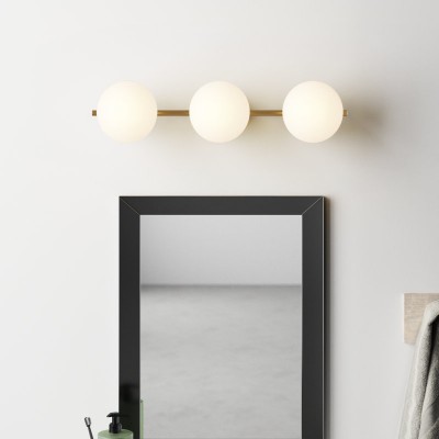 Larian White Glass Globe Bathroom Vanity Light Larian White Glass Globe Bathroom Vanity Light