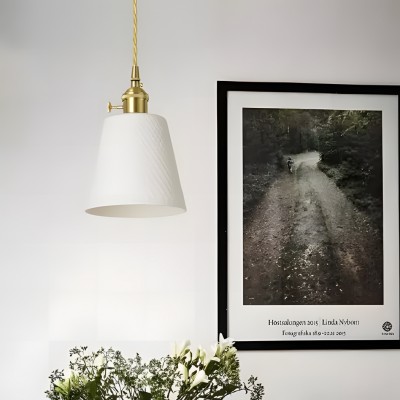 Carlo KiKi Fluted Ceramic Brass Pendant Light Carlo KiKi Fluted Ceramic Brass Pendant Light