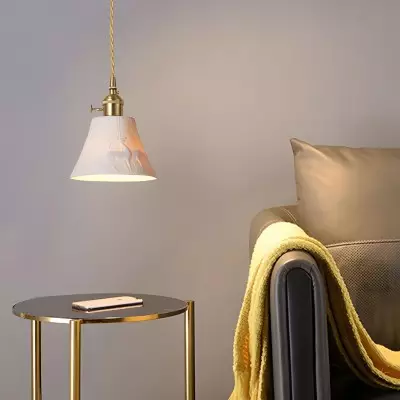Carlo KiKi Fluted Ceramic Brass Pendant Light Carlo KiKi Fluted Ceramic Brass Pendant Light