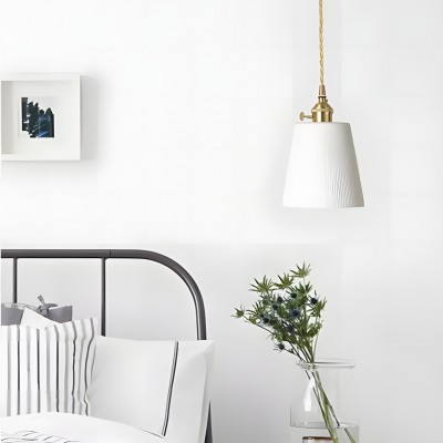 Carlo KiKi Fluted Ceramic Brass Pendant Light Carlo KiKi Fluted Ceramic Brass Pendant Light