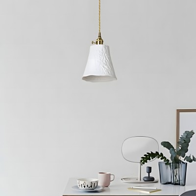 Carlo KiKi Fluted Ceramic Brass Pendant Light Carlo KiKi Fluted Ceramic Brass Pendant Light