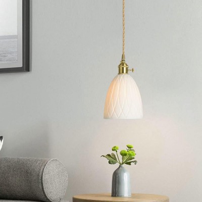 Carlo KiKi Fluted Ceramic Brass Pendant Light Carlo KiKi Fluted Ceramic Brass Pendant Light