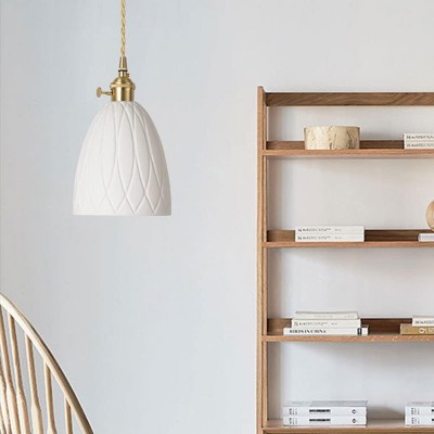 Carlo KiKi Fluted Ceramic Brass Pendant Light Carlo KiKi Fluted Ceramic Brass Pendant Light