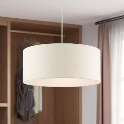 Padrig 3 Light Fabric Drum Shade Pendant Light Padrig 3 Light Fabric Drum Shade Pendant Light