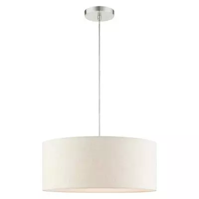 Padrig 3 Light Fabric Drum Shade Pendant Light