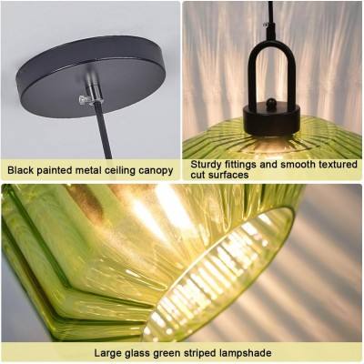 Ivan Vintage Handmade Striped Glass Pendant Light Ivan Vintage Handmade Striped Glass Pendant Light