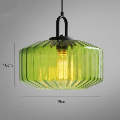 Ivan Vintage Handmade Striped Glass Pendant Light Ivan Vintage Handmade Striped Glass Pendant Light