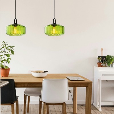 Ivan Vintage Handmade Striped Glass Pendant Light Ivan Vintage Handmade Striped Glass Pendant Light
