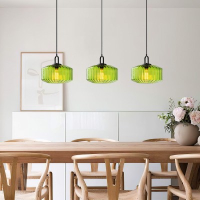 Ivan Vintage Handmade Striped Glass Pendant Light Ivan Vintage Handmade Striped Glass Pendant Light