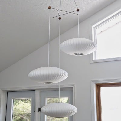 Noah White Triple Pear Bubble Silk Pendant Light