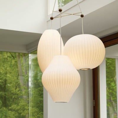 Noah White Triple Pear Bubble Silk Pendant Light