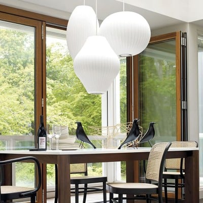 Noah White Triple Pear Bubble Silk Pendant Light