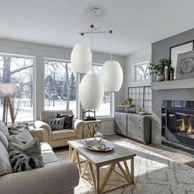 Noah White Triple Pear Bubble Silk Pendant Light