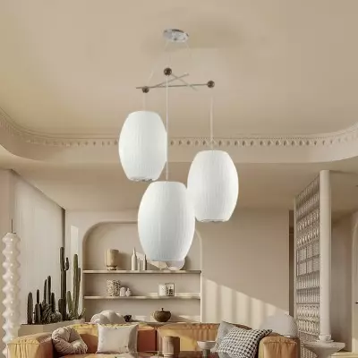 Noah White Triple Pear Bubble Silk Pendant Light Noah White Triple Pear Bubble Silk Pendant Light