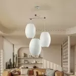 Noah White Triple Pear Bubble Silk Pendant Light