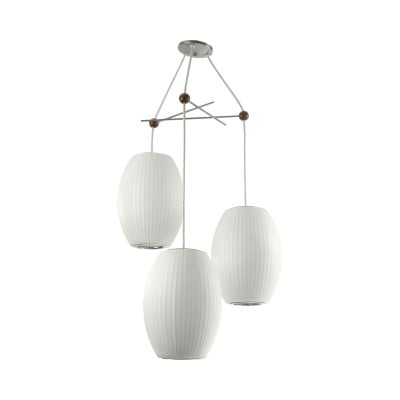 Noah White Triple Pear Bubble Silk Pendant Light