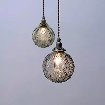 Logana Vintage Feather Texture Glass Globe Pendant Light Logana Vintage Feather Texture Glass Globe Pendant Light
