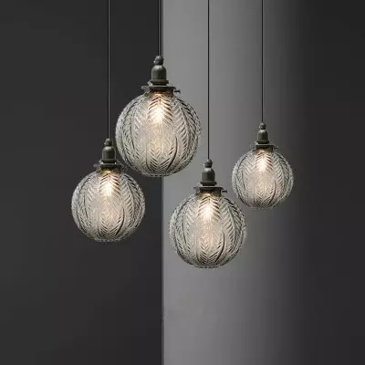 Logana Vintage Feather Texture Glass Globe Pendant Light Logana Vintage Feather Texture Glass Globe Pendant Light