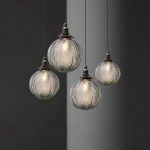 Logana Vintage Feather Texture Glass Globe Pendant Light