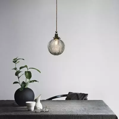 Logana Vintage Feather Texture Glass Globe Pendant Light Logana Vintage Feather Texture Glass Globe Pendant Light
