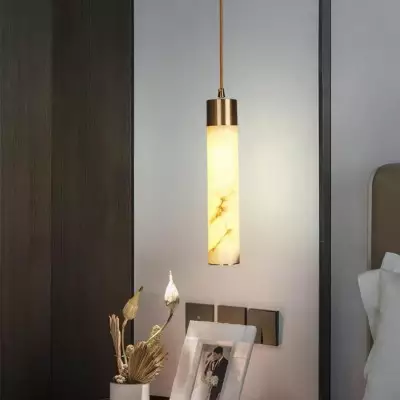 Odalys Luxurious Cylindrical Alabaster Brass Pendant Light Odalys Luxurious Cylindrical Alabaster Brass Pendant Light
