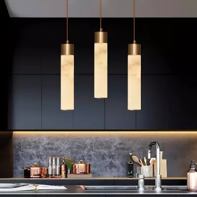 Odalys Luxurious Cylindrical Alabaster Brass Pendant Light Odalys Luxurious Cylindrical Alabaster Brass Pendant Light