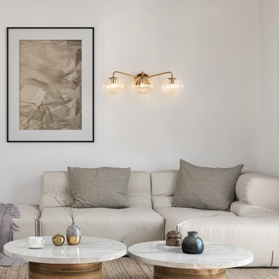 Cedric Modern Brass Spherical Glass Wall Light Cedric Modern Brass Spherical Glass Wall Light