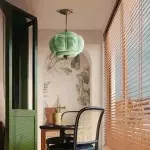 Vortan Antique Brass Green Glass Semi-Flush Mount Eloise Pendant Lamp