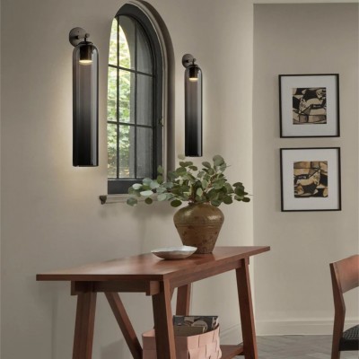 Ignatius Rustic Cylindrical Metal Glass Sconce Ignatius Rustic Cylindrical Metal Glass Sconce