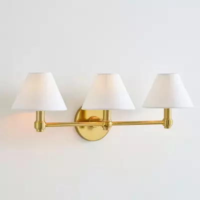 Lennox Luxurious Triple Metal Aged Brass Sconce Lennox Luxurious Triple Metal Aged Brass Sconce