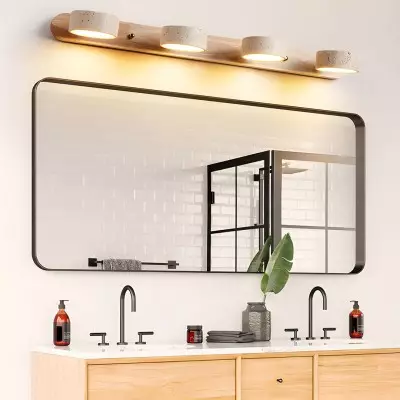 Benjamin Rustic Adjustable Travertine Wood Led Vanity Sconce Benjamin Rustic Adjustable Travertine Wood Led Vanity Sconce