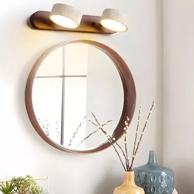 Benjamin Rustic Adjustable Travertine Wood Led Vanity Sconce Benjamin Rustic Adjustable Travertine Wood Led Vanity Sconce