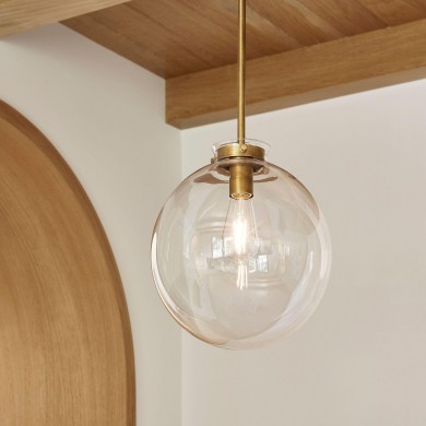 Mica Minimalist Brass Clear Glass Pendant Light