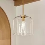 Mica Minimalist Brass Clear Glass Pendant Light