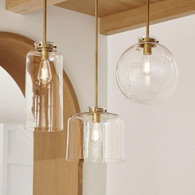 Mica Minimalist Brass Clear Glass Pendant Light