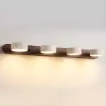 Benjamin Rustic Adjustable Travertine Wood Led Vanity Sconce