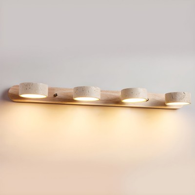 Benjamin Rustic Adjustable Travertine Wood Led Vanity Sconce Benjamin Rustic Adjustable Travertine Wood Led Vanity Sconce