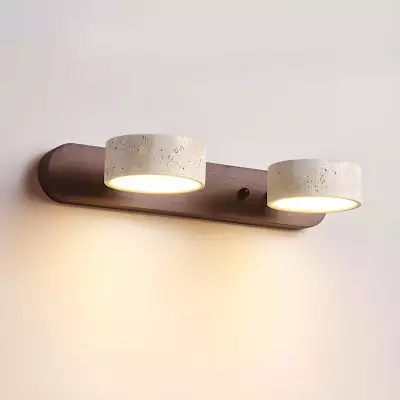 Benjamin Rustic Adjustable Travertine Wood Led Vanity Sconce Benjamin Rustic Adjustable Travertine Wood Led Vanity Sconce