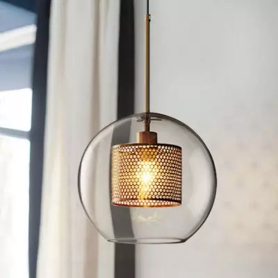 Linc Contemporary Globe Clear Glass Metal Pendant Light Linc Contemporary Globe Clear Glass Metal Pendant Light