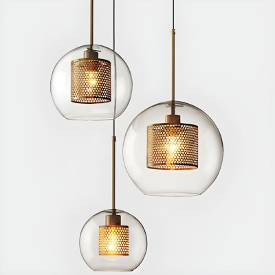 Linc Contemporary Globe Clear Glass Metal Pendant Light Linc Contemporary Globe Clear Glass Metal Pendant Light