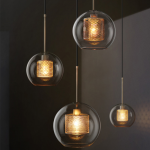 Linc Contemporary Globe Clear Glass Metal Pendant Light