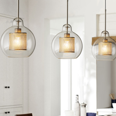 Linc Contemporary Globe Clear Glass Metal Pendant Light Linc Contemporary Globe Clear Glass Metal Pendant Light