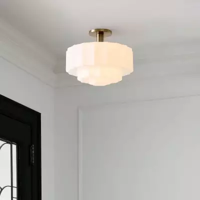 Ellis Retro Milk White Glass Ceiling Light Ellis Retro Milk White Glass Ceiling Light