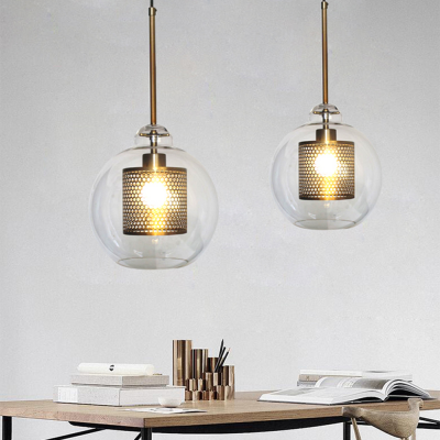 Linc Contemporary Globe Clear Glass Metal Pendant Light Linc Contemporary Globe Clear Glass Metal Pendant Light