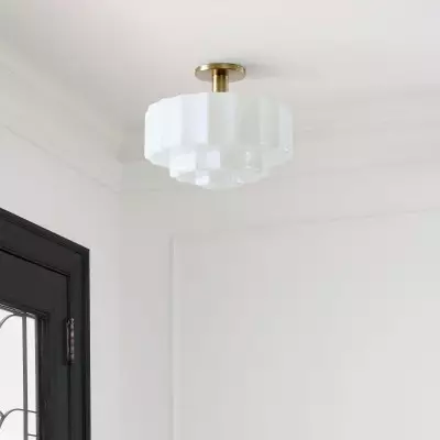 Ellis Retro Milk White Glass Ceiling Light Ellis Retro Milk White Glass Ceiling Light